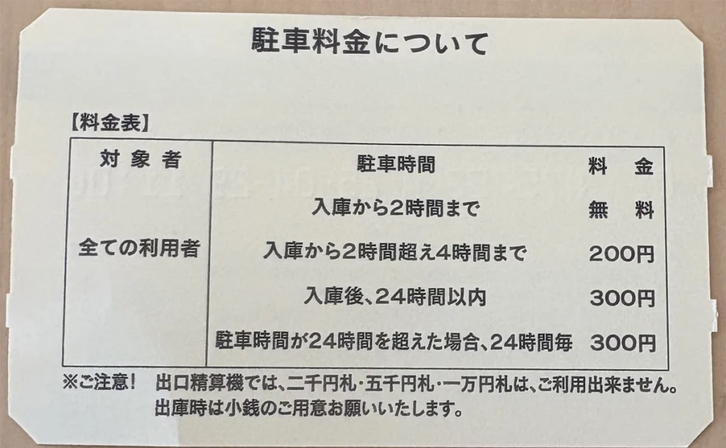 大田原市子ども未来館の駐車場料金案内