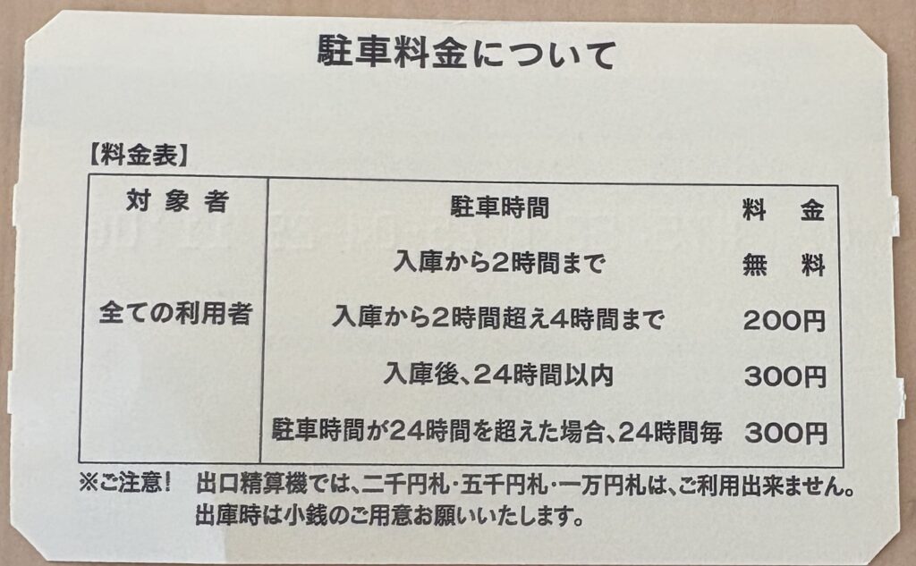 大田原市子ども未来館の駐車場料金案内
