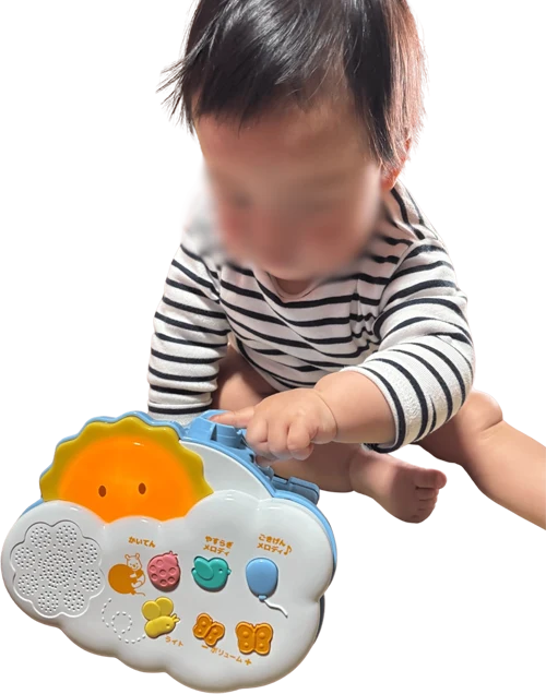 プーメリーで遊ぶ11ヶ月の息子